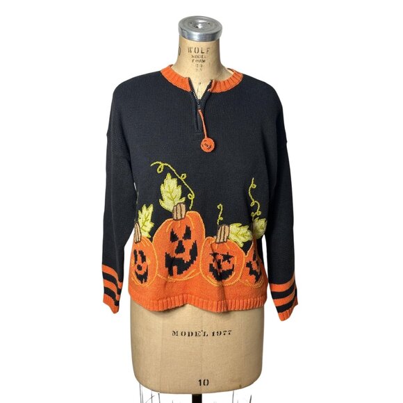 Tiara Sweaters - Y2K Halloween sweater with pumpkins jack 0' lanterns Size L by Tiara